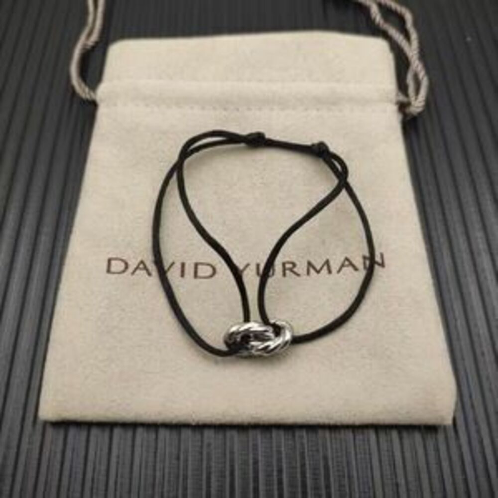 David Yurman - Black Double-Ring Silver Nylon Rope Bracelet